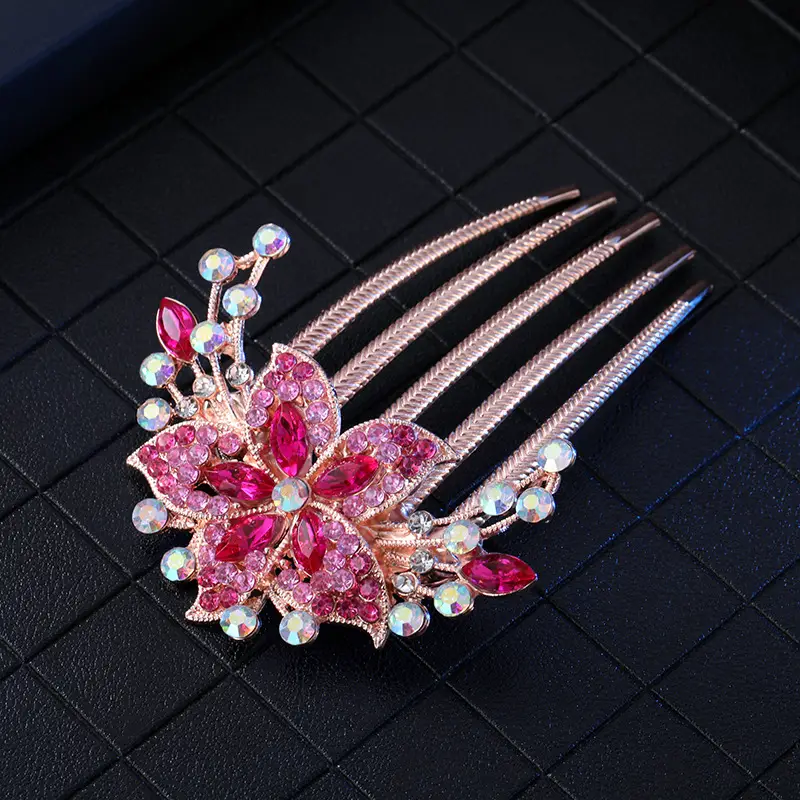 Korean Style Butterfly Hair Comb with Crystal Head