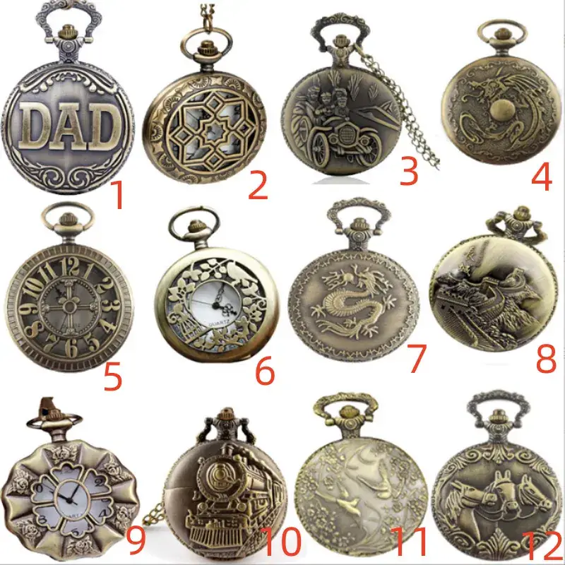 Dragon Horse Car Retro Flip Watch Large Gold Plated - Image 2