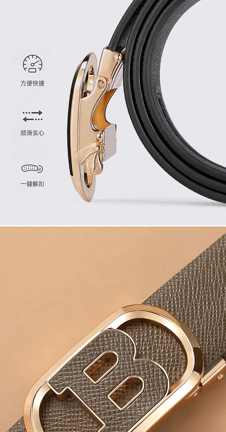 Men's Stainless Steel Buckle Belt with Brown Strap — feature 11