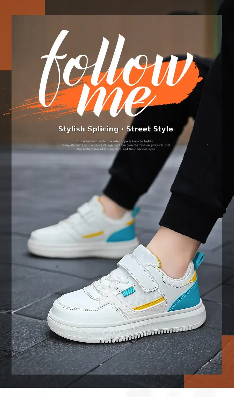 Wholesale Boys Sports Board Shoes White Blue Large โ feature 1