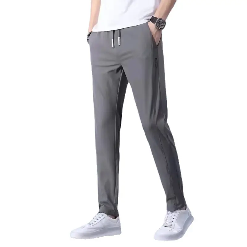 Men's Dark Gray Fleece Lined Straight Pants Winter Casual - Image 14