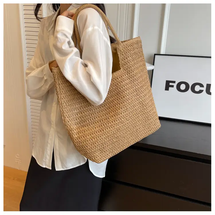 Women Woven Straw Shoulder Bag Large Capacity Summer — feature 11