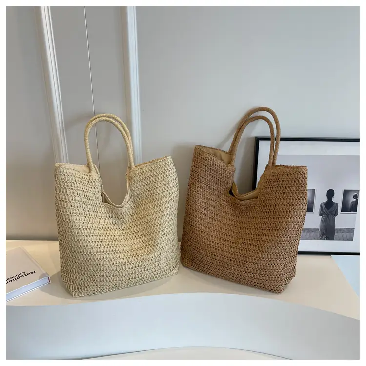Women Woven Straw Shoulder Bag Large Capacity Summer — feature 14