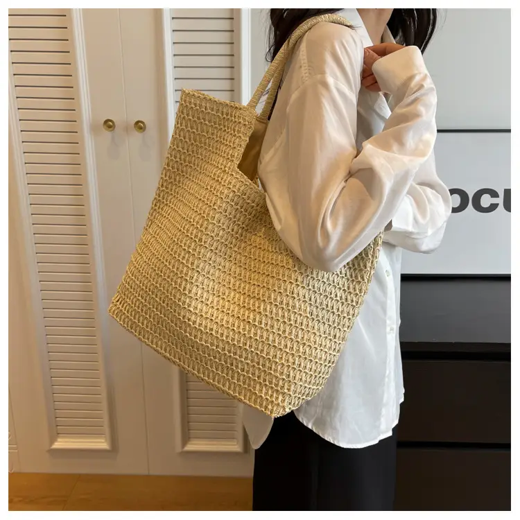 Women Woven Straw Shoulder Bag Large Capacity Summer — feature 6