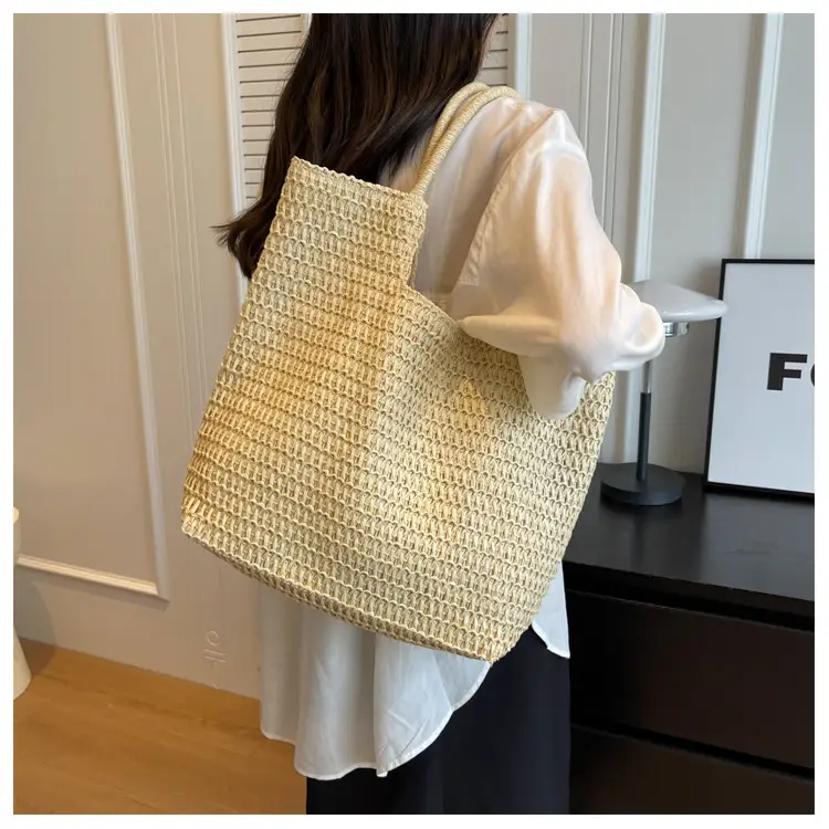 Women Woven Straw Shoulder Bag Large Capacity Summer — feature 7