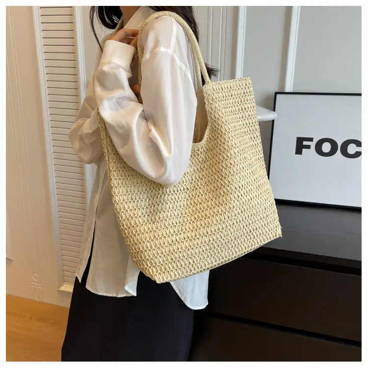 Women Woven Straw Shoulder Bag Large Capacity Summer — feature 8