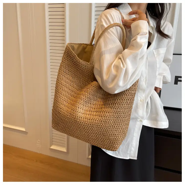 Women Woven Straw Shoulder Bag Large Capacity Summer — feature 9