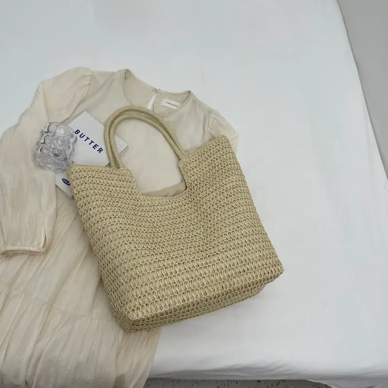 Women Woven Straw Shoulder Bag Large Capacity Summer - Image 2