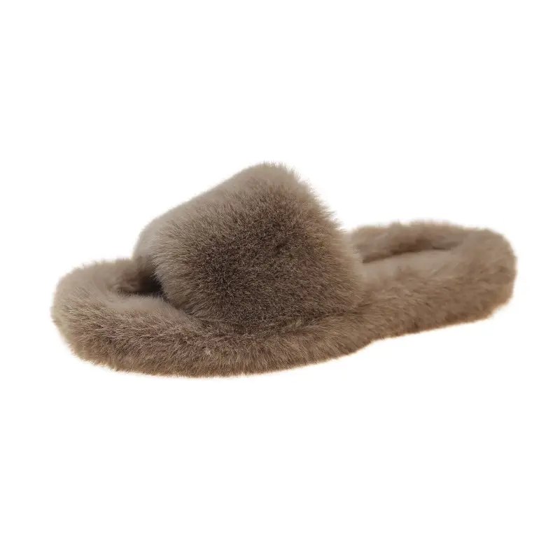 Mao Mao Slippers Women's Winter Outfit 2023 Autumn New Indoor Lazy Flat Plush Slippers Home Cotton Slippers