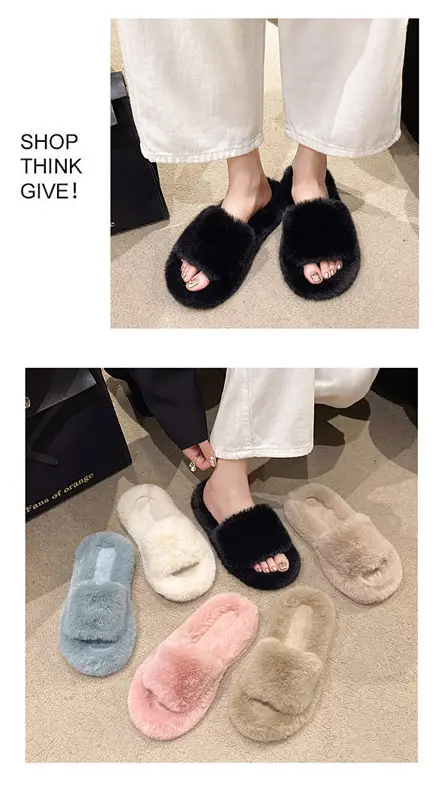 Mao Mao Slippers Women's Winter Outfit 2023 Autumn New Indoor Lazy Flat Plush Slippers Home Cotton Slippers — feature 6