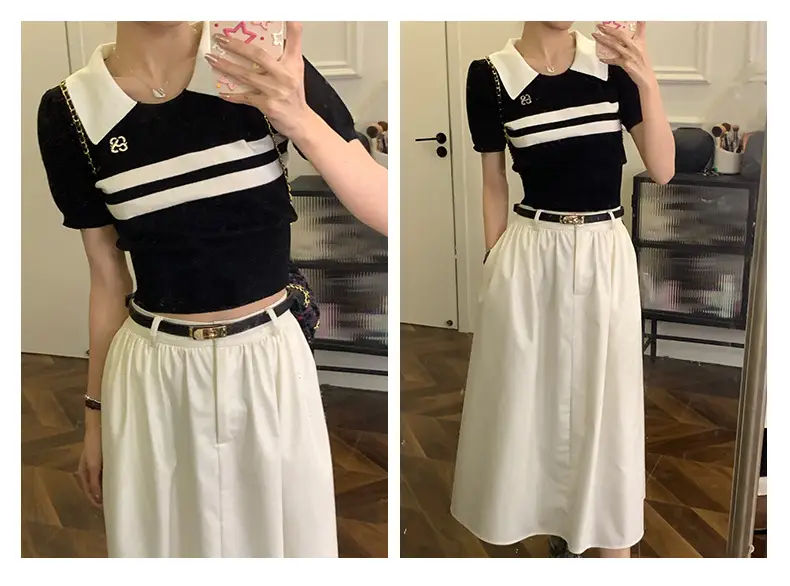 Women Genuine Leather Belt with Gold Logo β feature 10