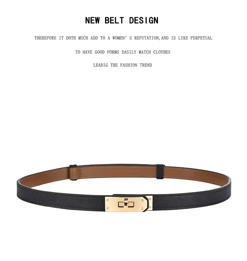 Women Genuine Leather Belt with Gold Logo β feature 14