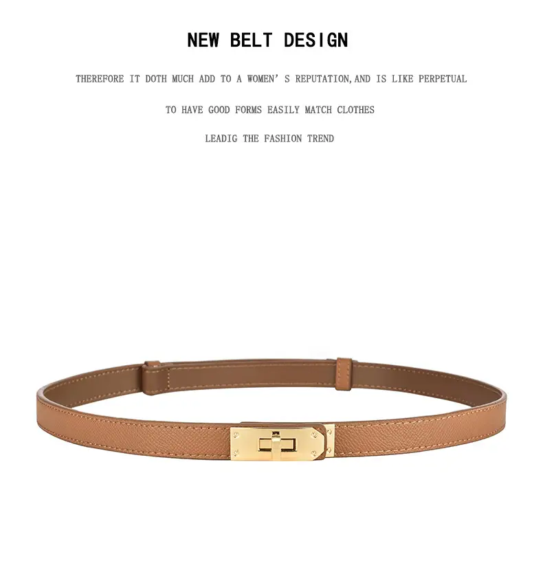 Women Genuine Leather Belt with Gold Logo β feature 15