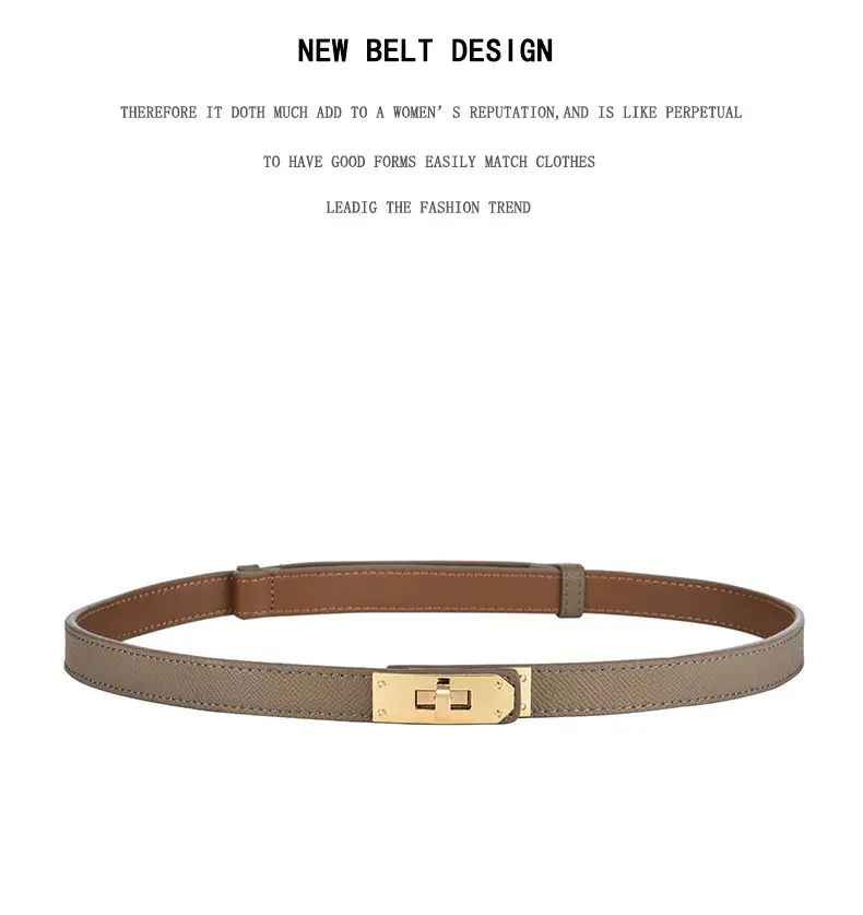 Women Genuine Leather Belt with Gold Logo β feature 16