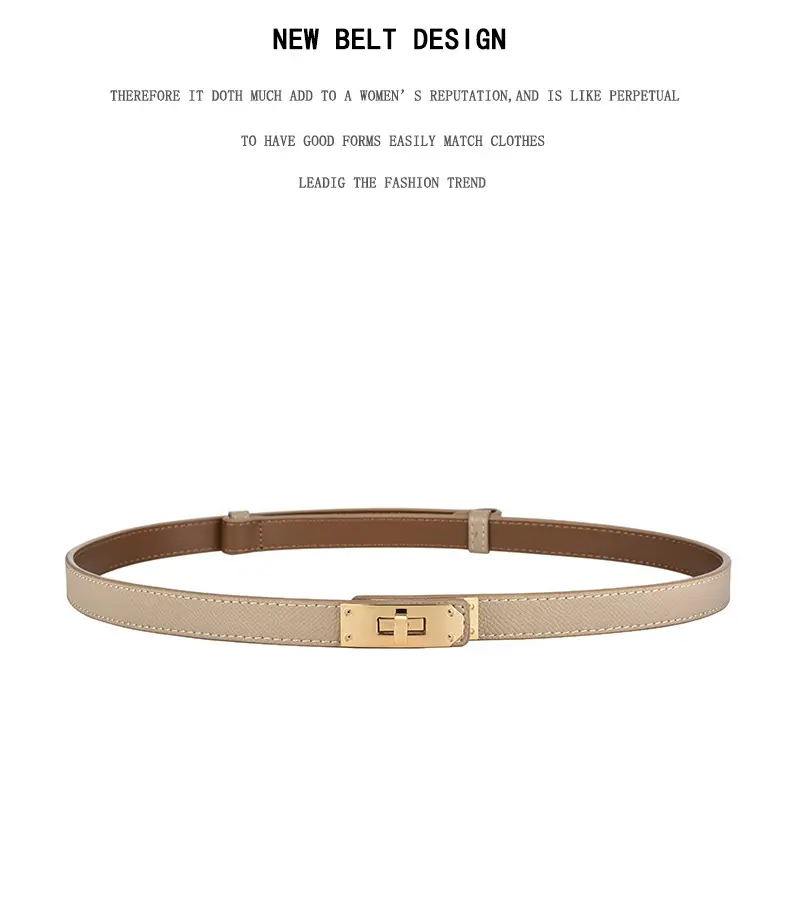 Women Genuine Leather Belt with Gold Logo β feature 17