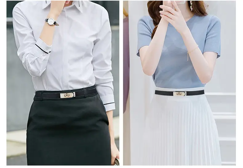 Women Genuine Leather Belt with Gold Logo β feature 3