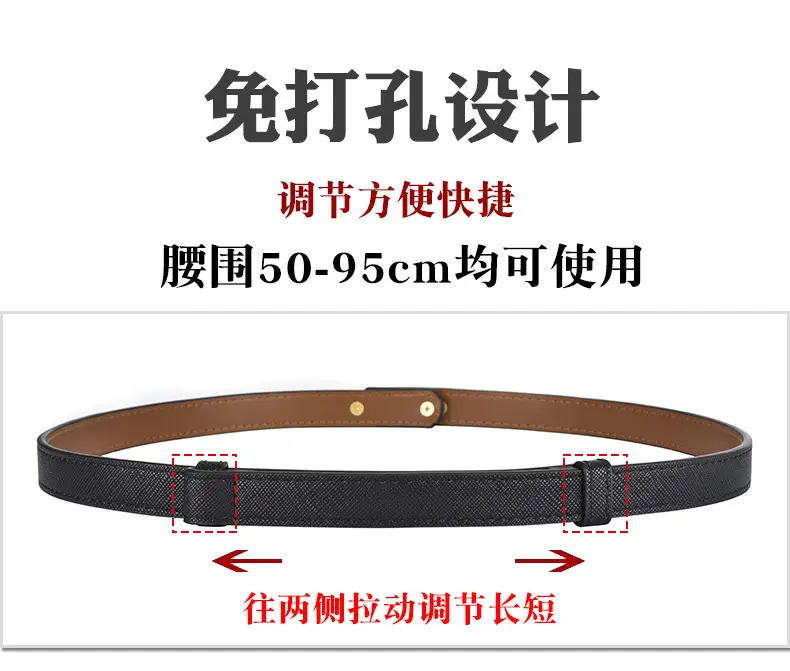 Women Genuine Leather Belt with Gold Logo β feature 6