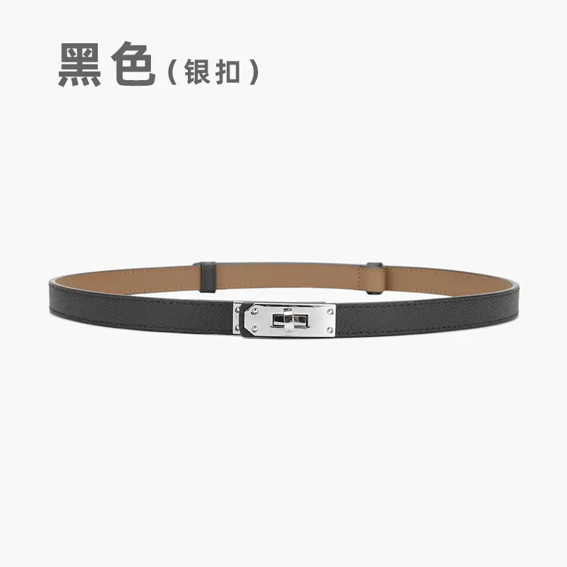 Women Genuine Leather Belt with Gold Logo - Image 5