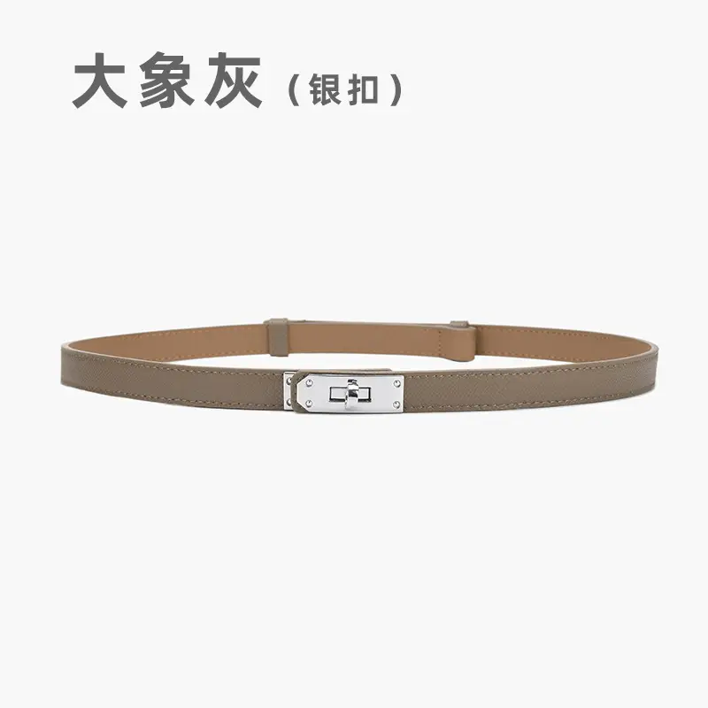 Women Genuine Leather Belt with Gold Logo - Image 7