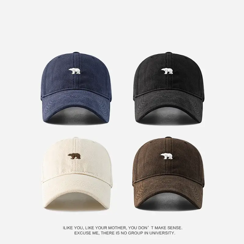 Men's Navy Blue Baseball Cap with Embroidered Polar Bear Design - Image 8