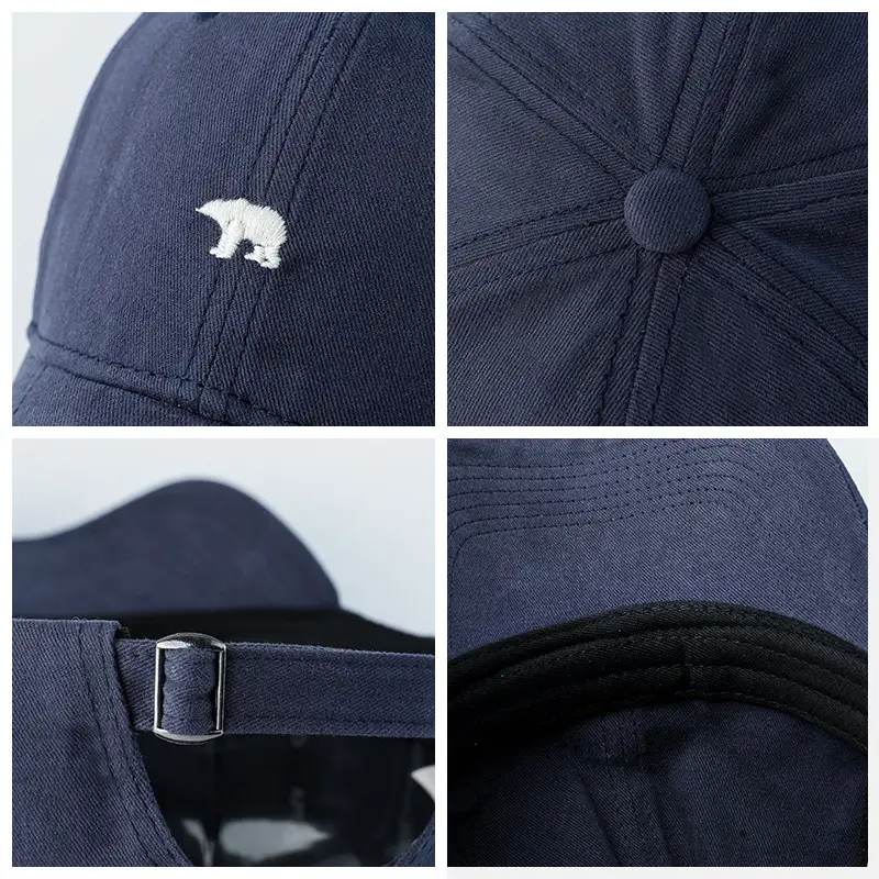 Men's Navy Blue Baseball Cap with Embroidered Polar Bear Design - Image 10
