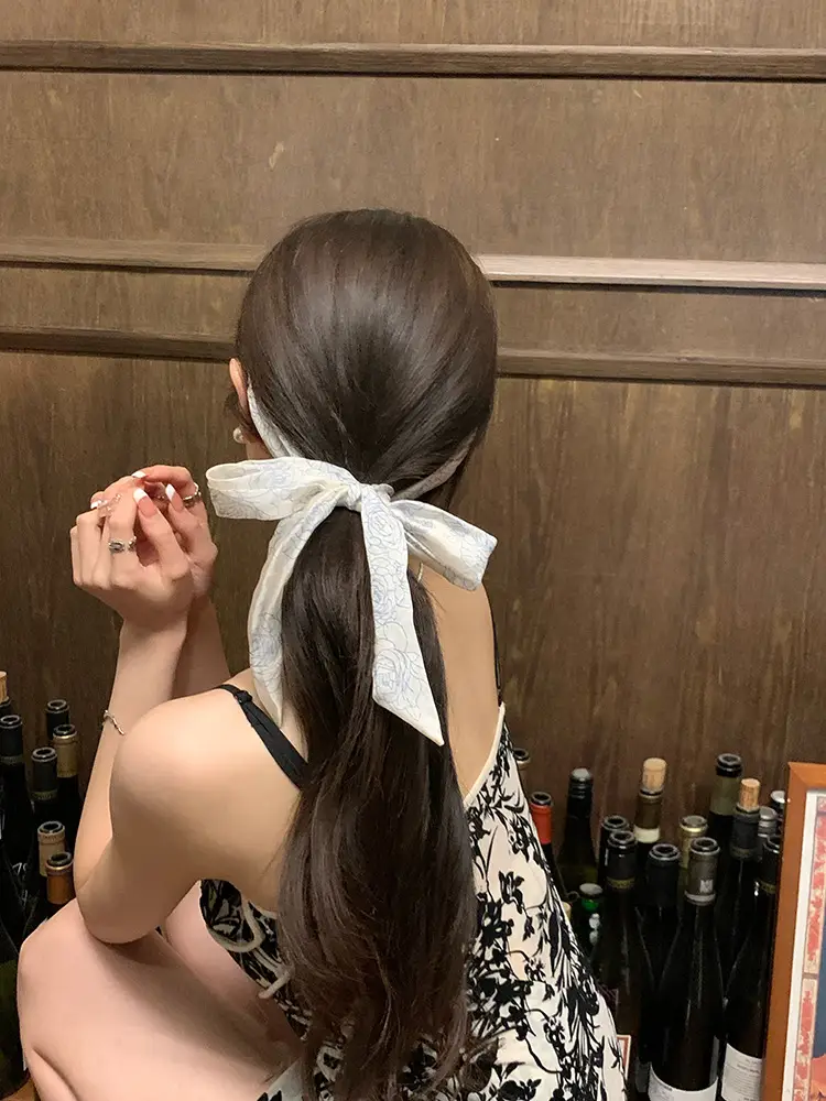 New Chinoiserie Silk Scarf Hair Tie Summer Streamer Headband Women's One-Piece Tie Headband 2025 New Braided Hair Ribbon — feature 4