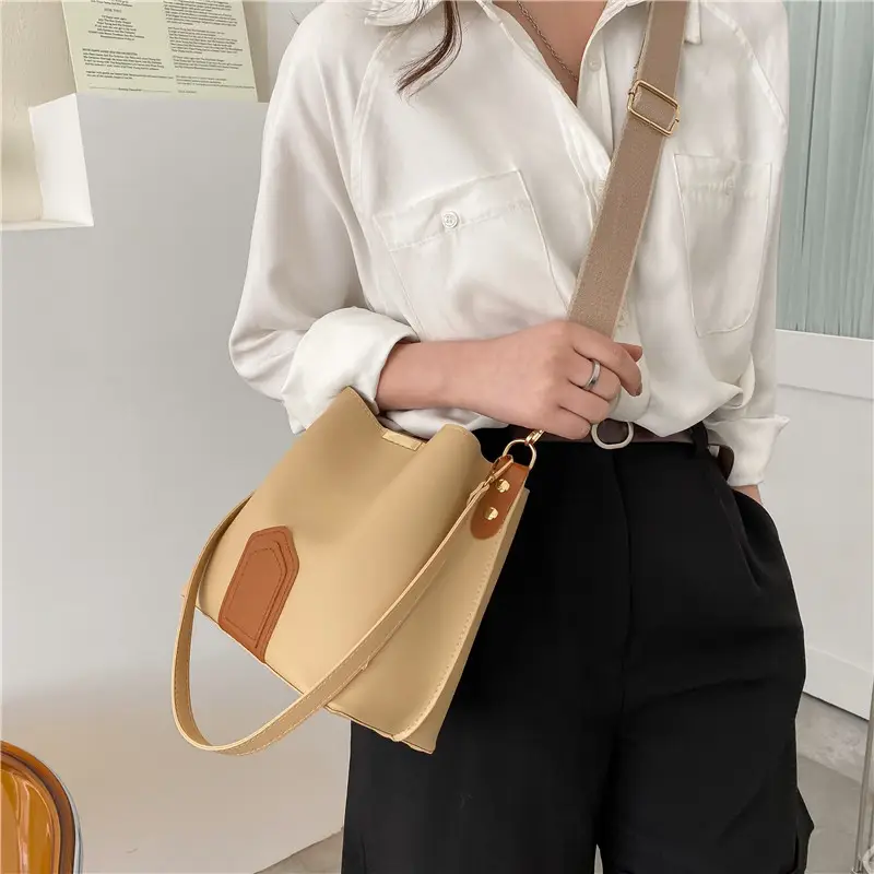 Black Shoulder Bag with Brown Accent for Women - Image 6