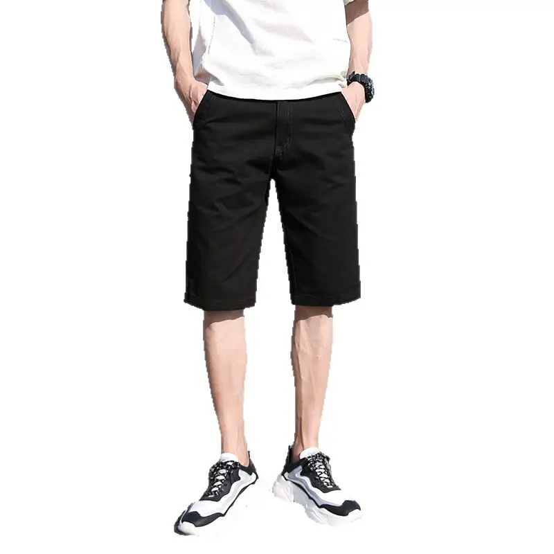 Men Black Cotton Mid-Length Shorts with Multiple Pockets - Image 10