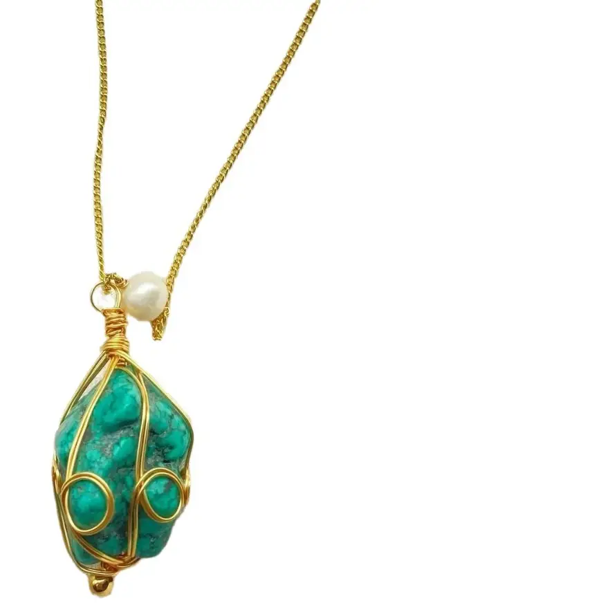 Natural Turquoise Clavicle Necklace for Women