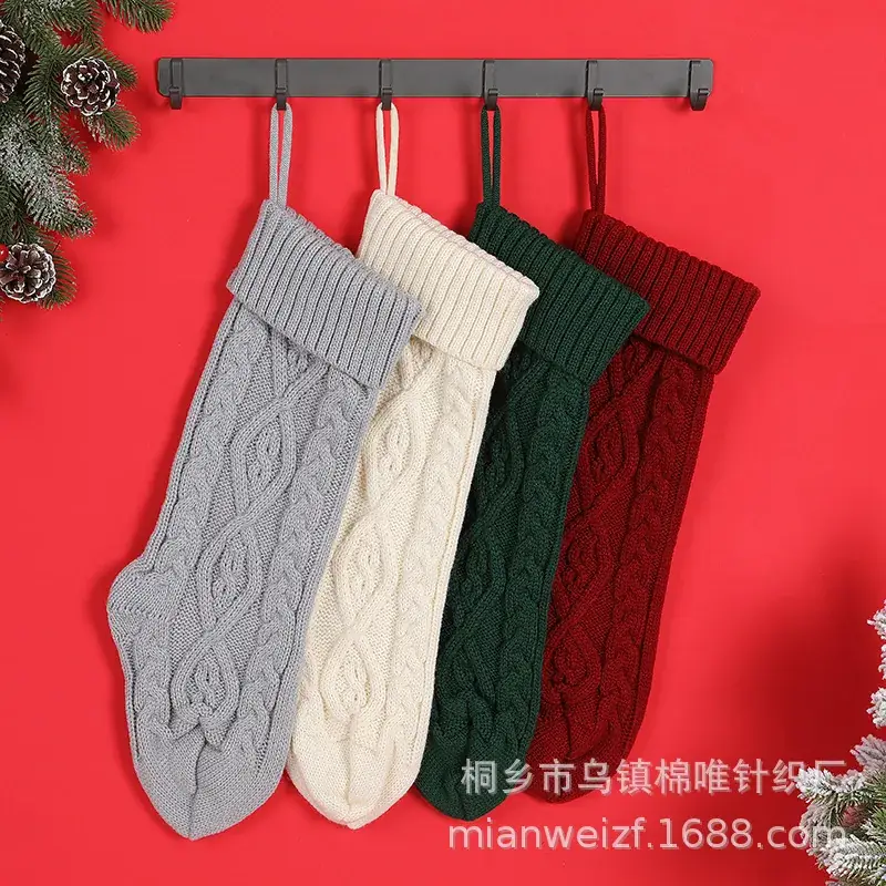 2025 Christmas Knitted Stockings White Large Thick - Image 7