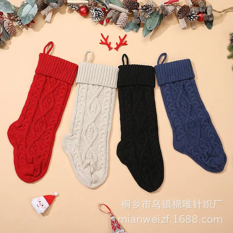 2025 Christmas Knitted Stockings White Large Thick - Image 8