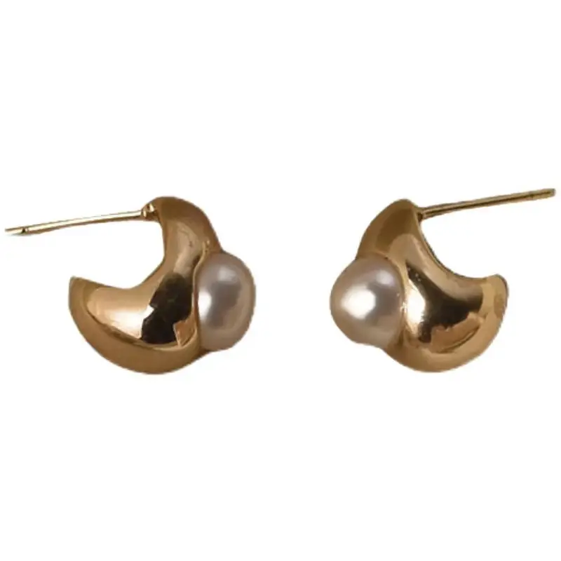 Natural Pearl Stud Earrings Gold Plated S925 Silver - Image 6