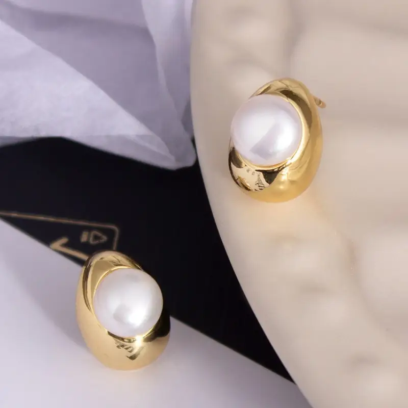Natural Pearl Stud Earrings Gold Plated S925 Silver — feature 10
