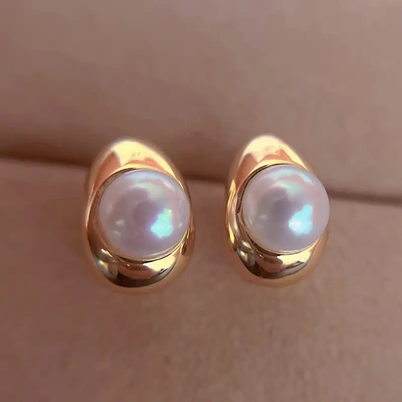 Natural Pearl Stud Earrings Gold Plated S925 Silver — feature 8