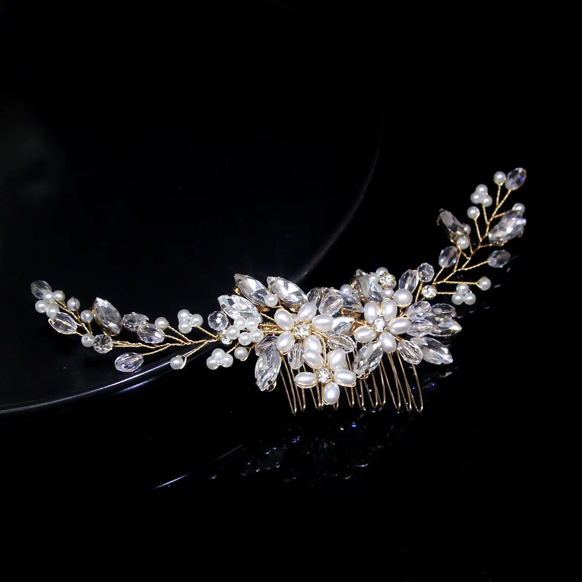 Pearl Leaf Hair Comb for Bridal Wedding Accessories - Image 2
