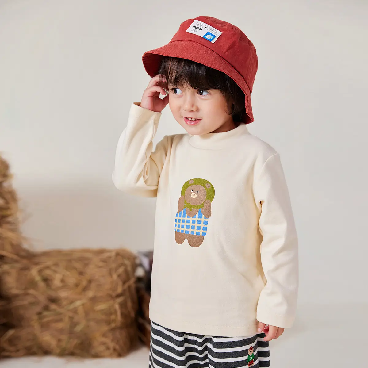 Baby Striped Long Sleeve T-Shirt 300G Warm Cotton - Image 6