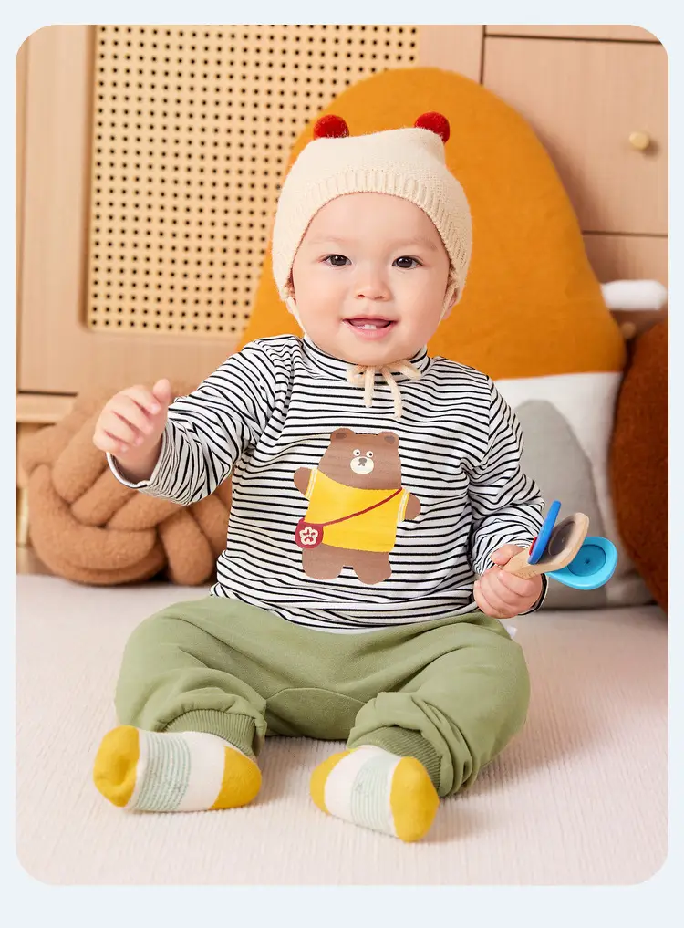 Baby Striped Long Sleeve T-Shirt 300G Warm Cotton — feature 30