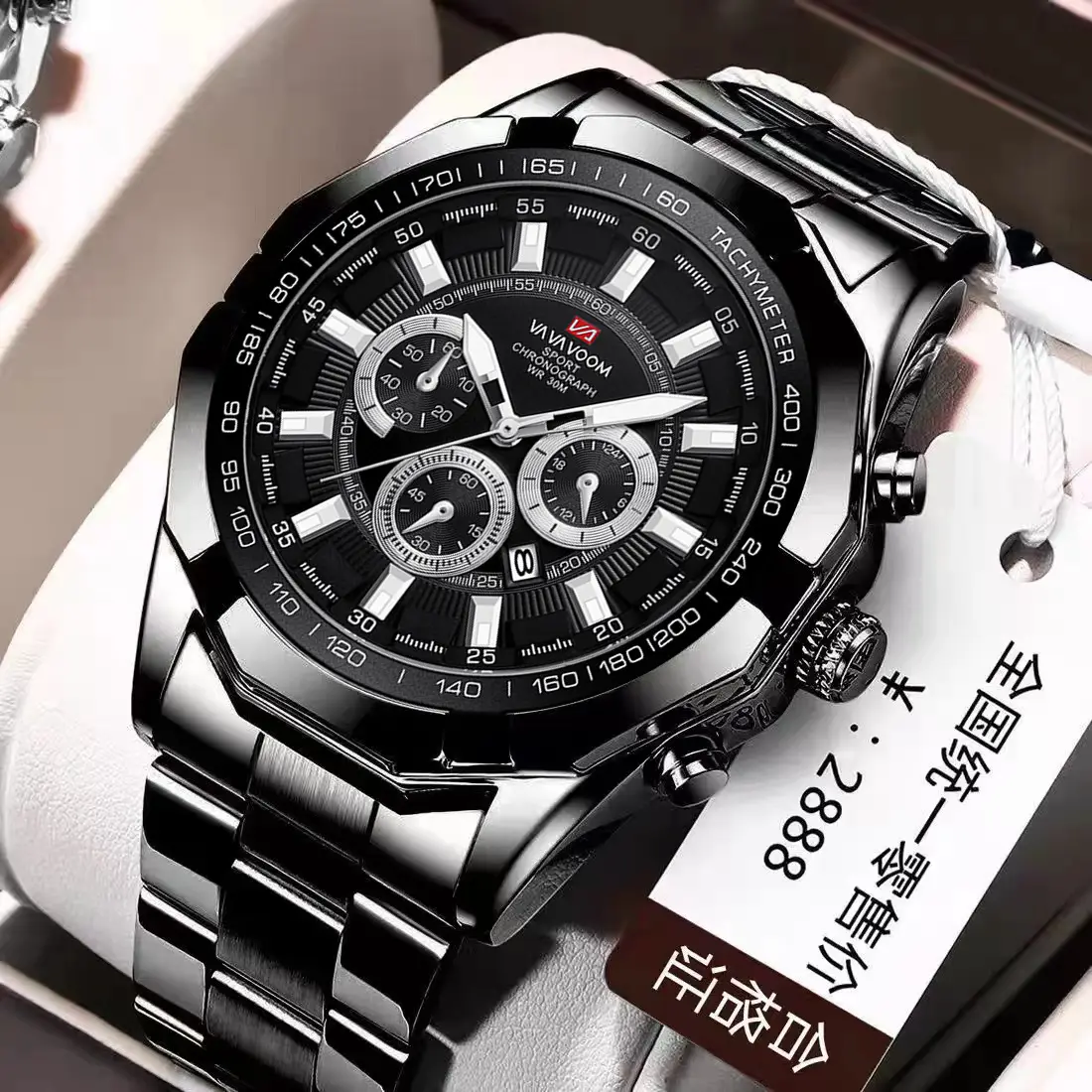 Men's Stainless Steel Chronograph Watch with 3 Subdials - Image 5