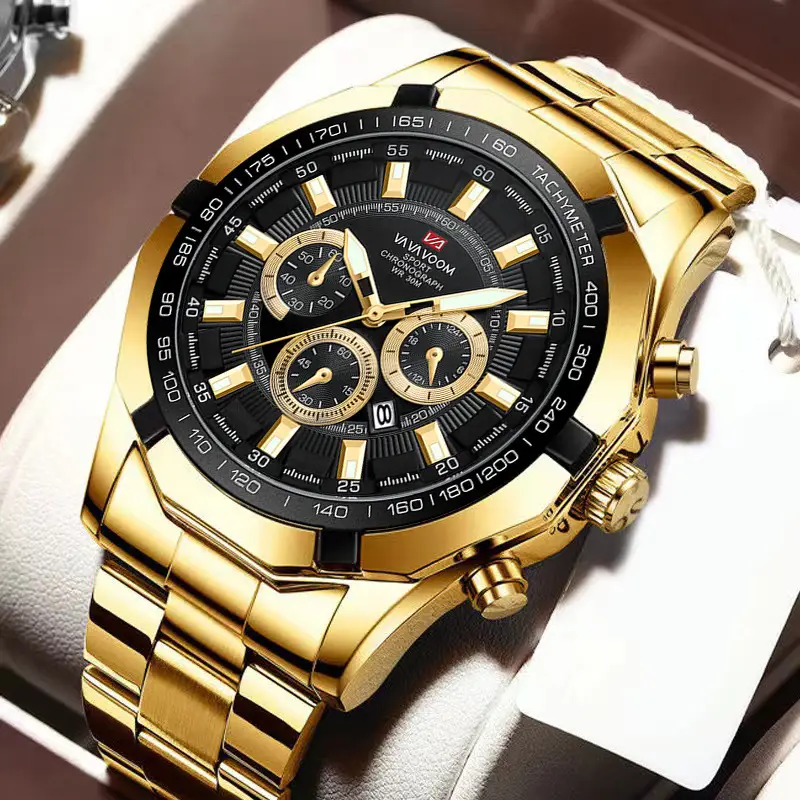 Men's Stainless Steel Chronograph Watch with 3 Subdials - Image 6