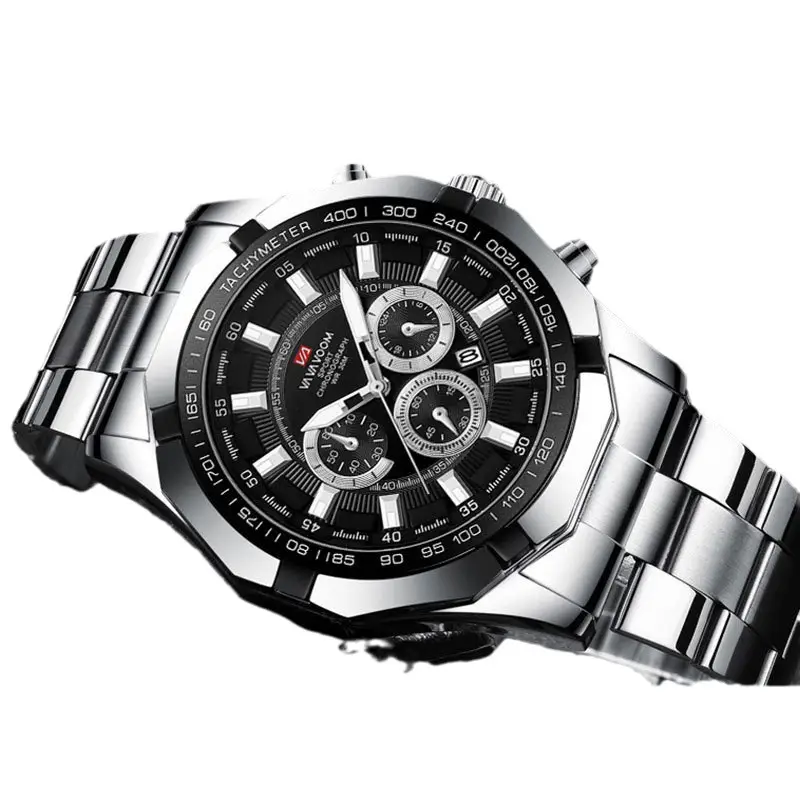Men's Stainless Steel Chronograph Watch with 3 Subdials - Image 8