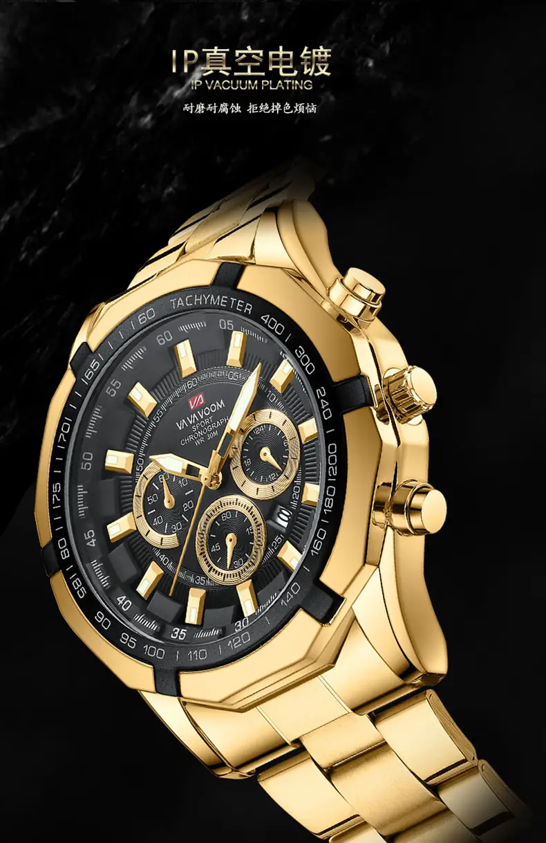 Men's Stainless Steel Chronograph Watch with 3 Subdials — feature 12