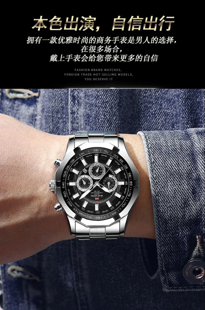 Men's Stainless Steel Chronograph Watch with 3 Subdials — feature 14