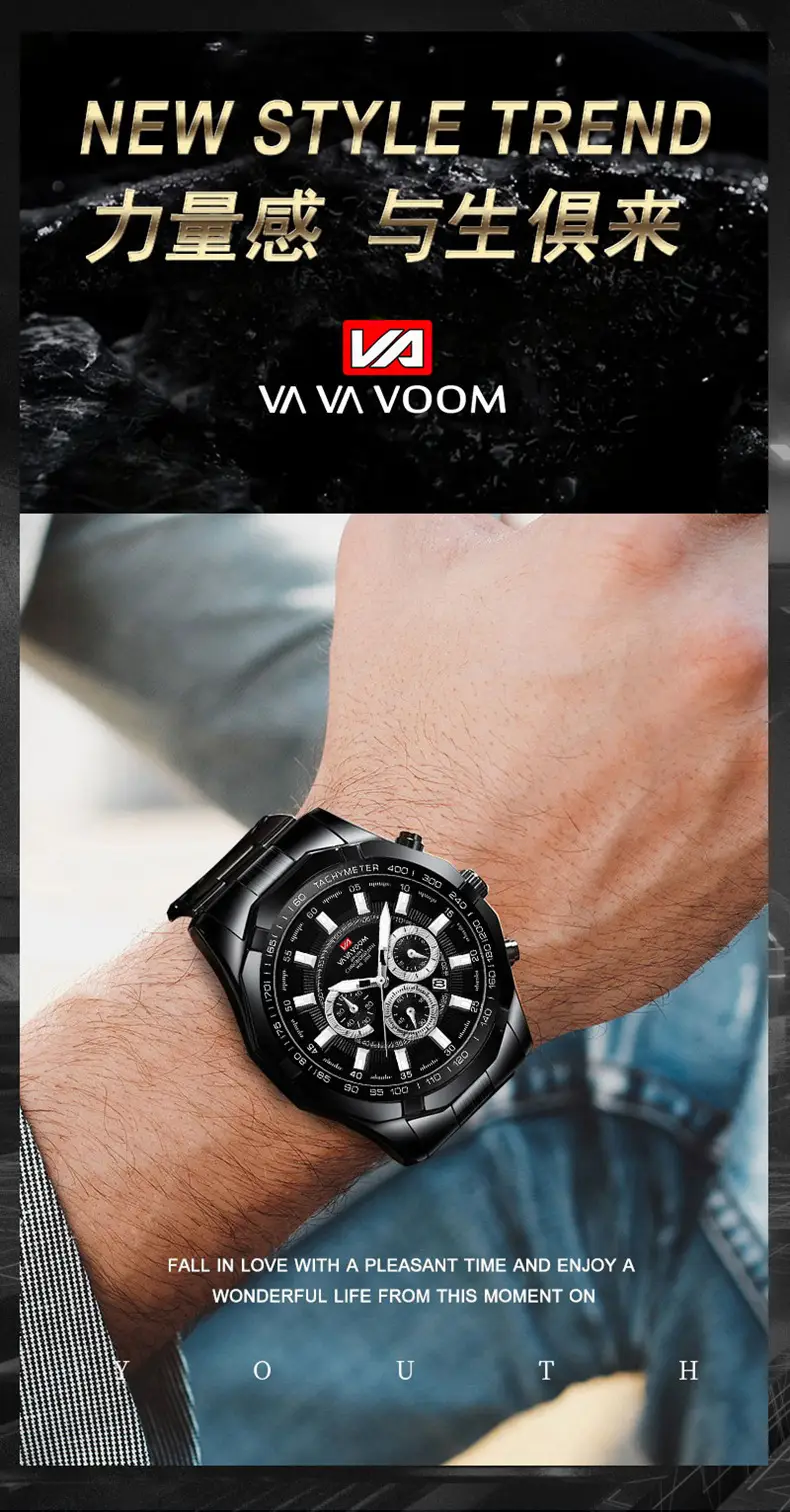 Men's Stainless Steel Chronograph Watch with 3 Subdials — feature 3