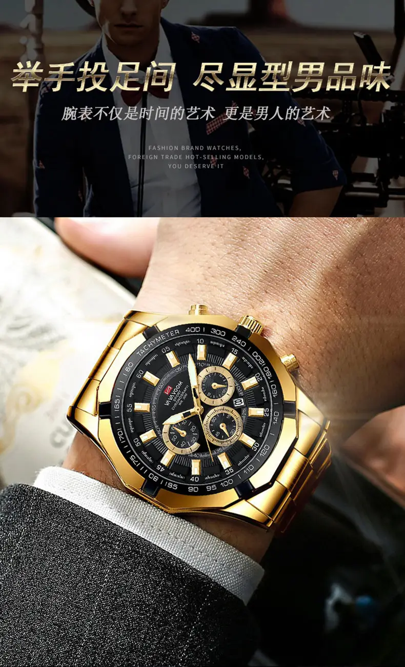 Men's Stainless Steel Chronograph Watch with 3 Subdials — feature 6