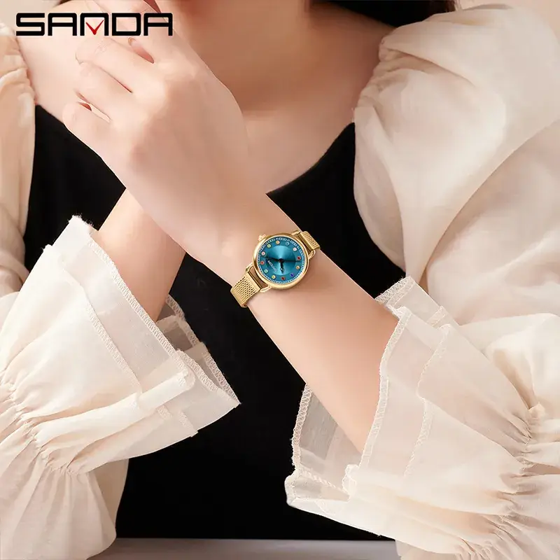 Sanda Women's Quartz Watch with Crystal Dial & Leather Strap - Image 21