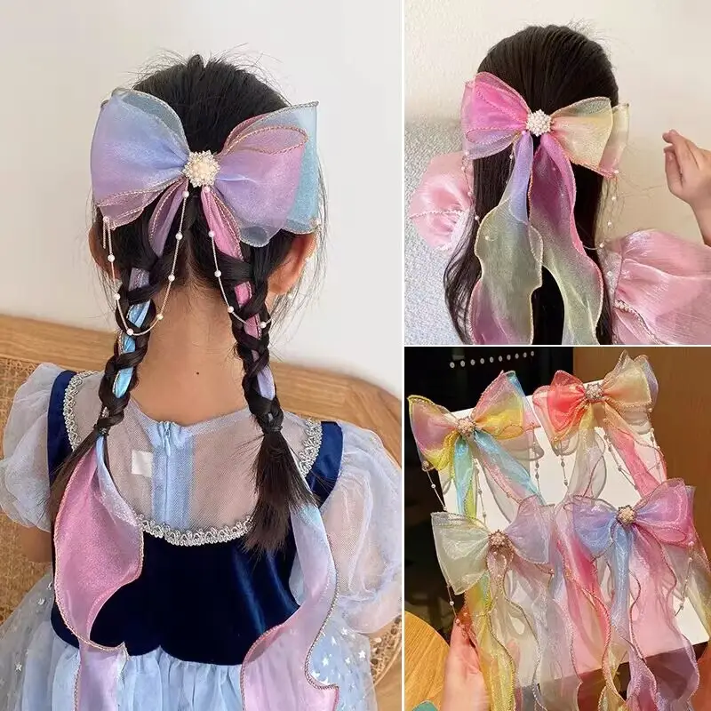 Princess Bow Hair Clip for Girls Pink Blue - Image 15