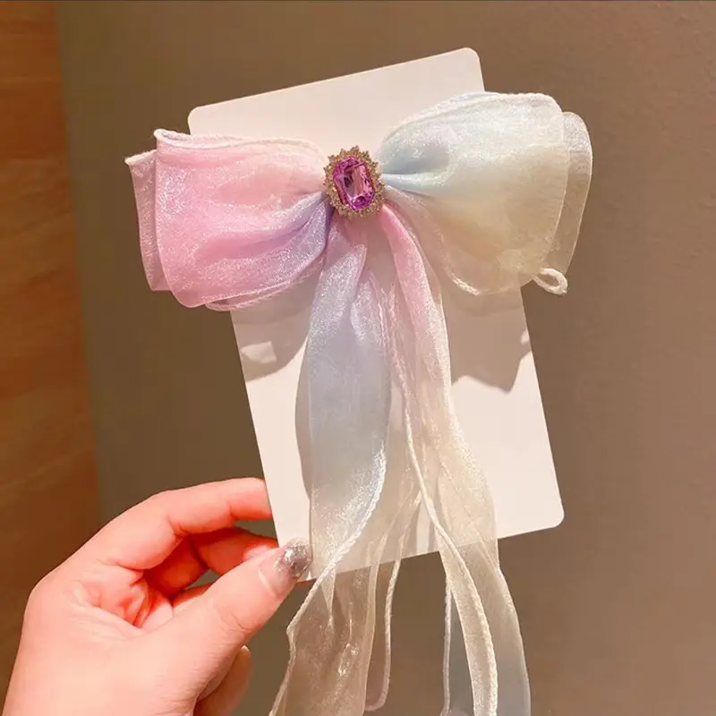 Princess Bow Hair Clip for Girls Pink Blue - Image 10