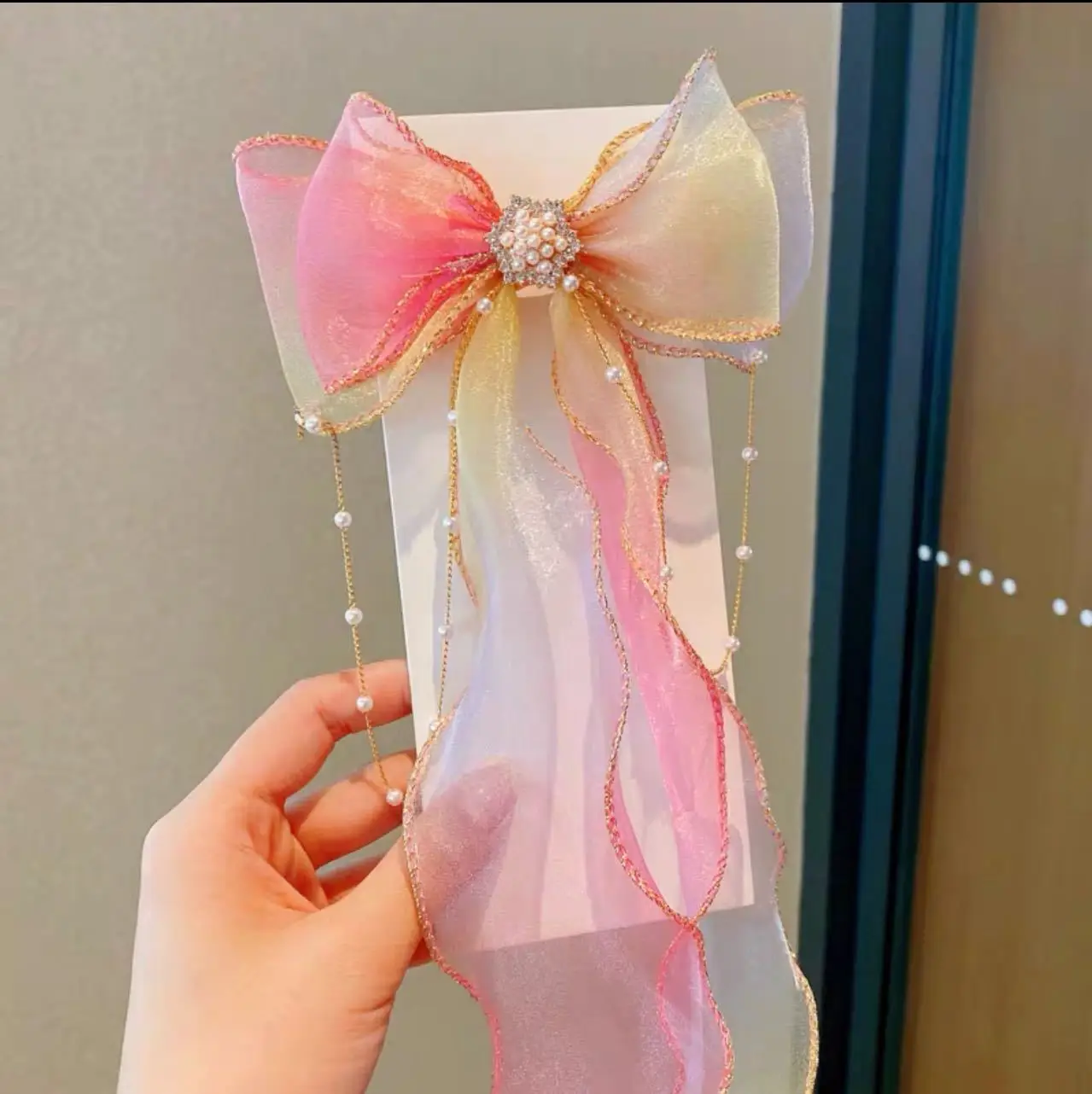 Princess Bow Hair Clip for Girls Pink Blue - Image 6