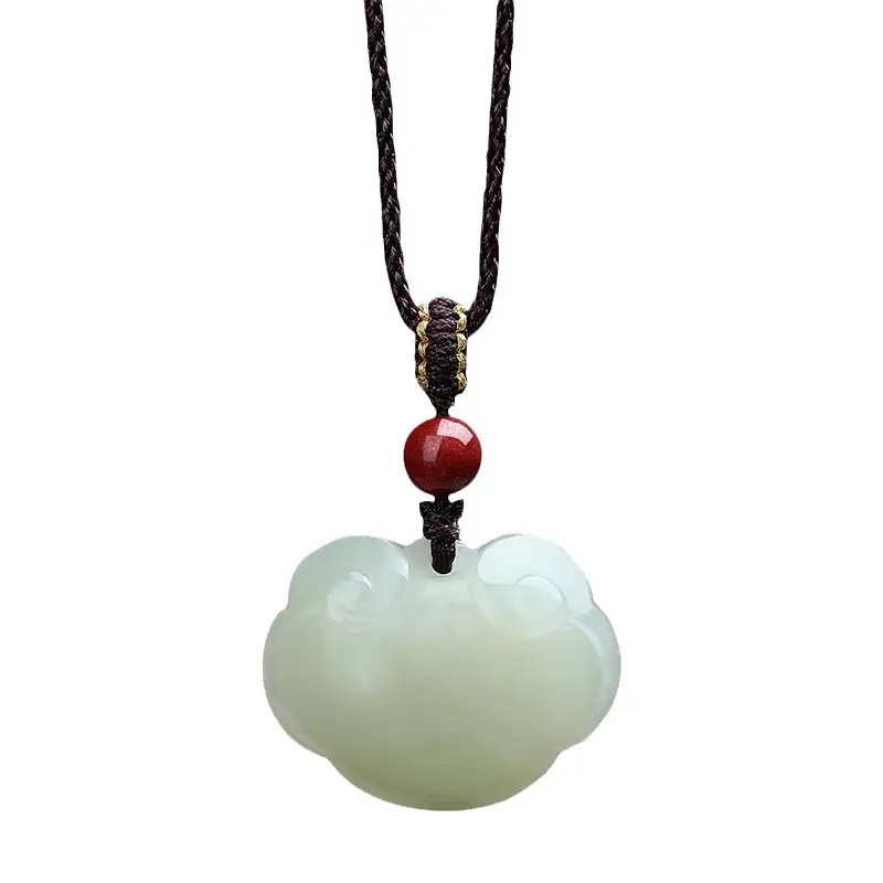 White Jade Ping An Ruyi Lock Pendant for Kids - Image 7