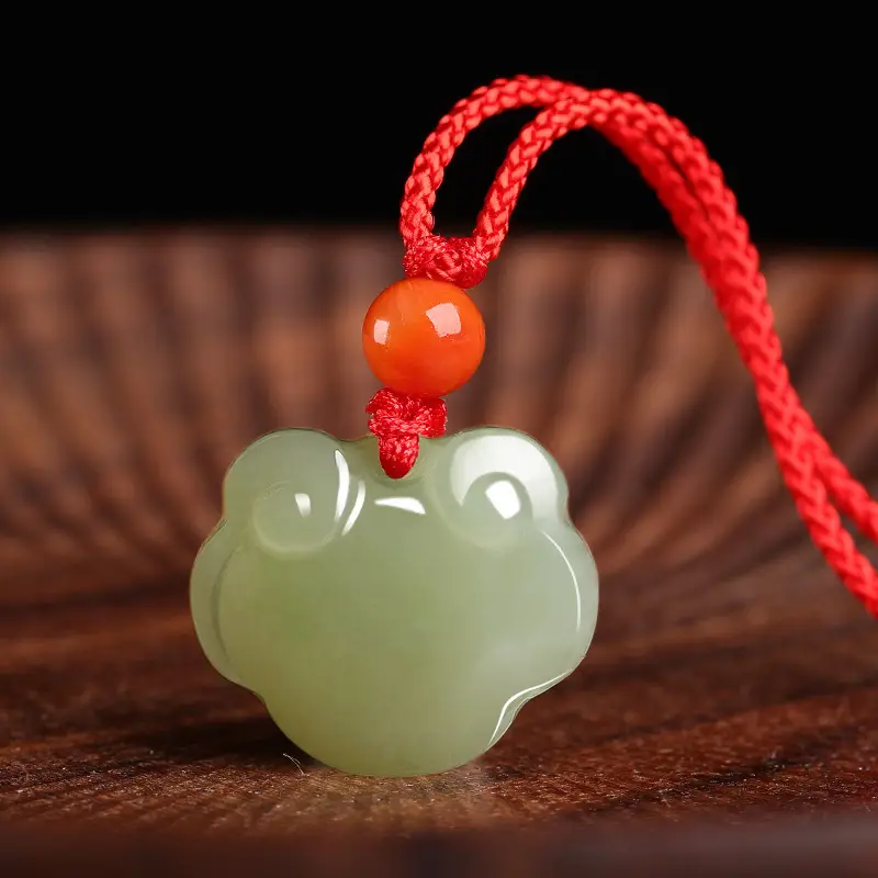 White Jade Ping An Ruyi Lock Pendant for Kids - Image 2